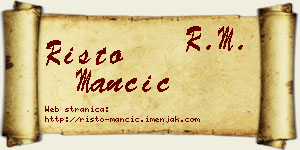 Risto Mančić vizit kartica